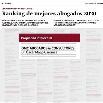 Best Lawyers Peru published its 2020 ranking in the newspaper Gestión